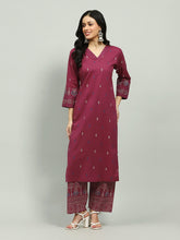 Plain Cotton Blend Kurta With Pants